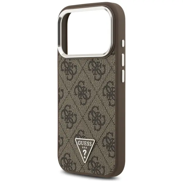Etui Guess 4G Triangle Logo MagSafe do iPhone 17 Pro brązowy srebrny