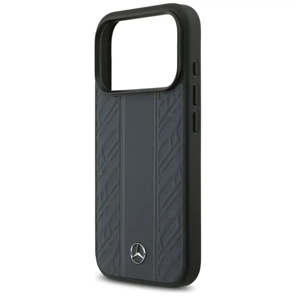 Etui Mercedes Leather Laurel Leaves Stripes MagSafe do iPhone 17 Pro niebieski