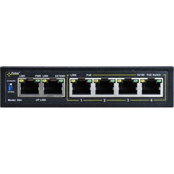 S64WP PULSAR Switch PoE 6-portowy Fast Ethernet, 4x PoE (brak zasilacza w komplecie)
