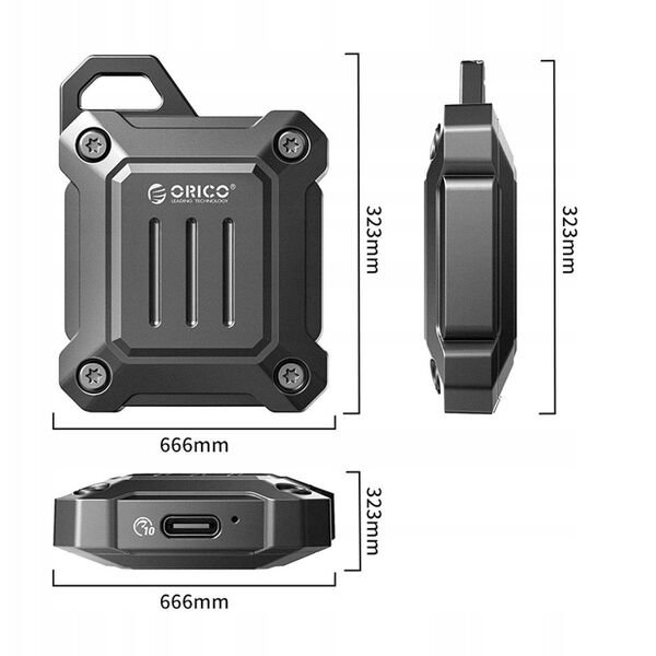 Orico Obudowa na dysk M.2 NVMe 2230, USB-C 10 Gbps, wzmocniona, metalowa