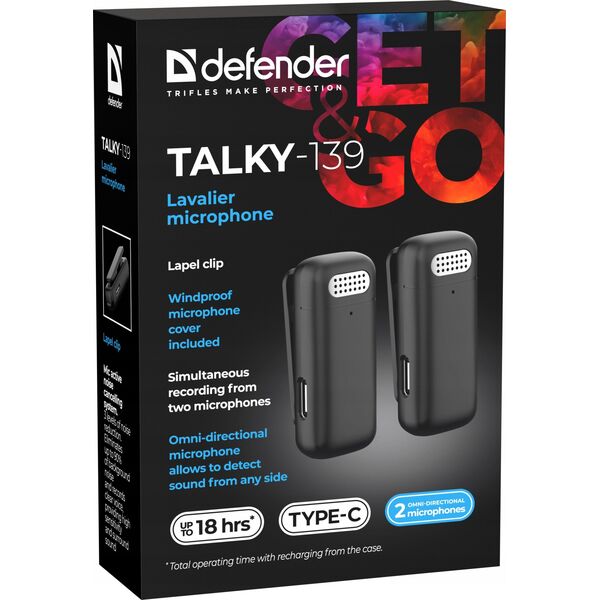 Defender, Lavalier mikrofon, TALKY-139, czarny