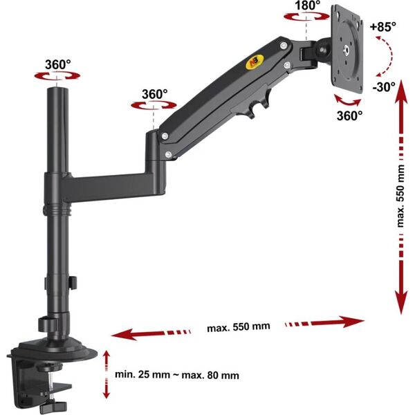 HB Uchwyt biurkowy na monitor 22" - 35" (H100B)