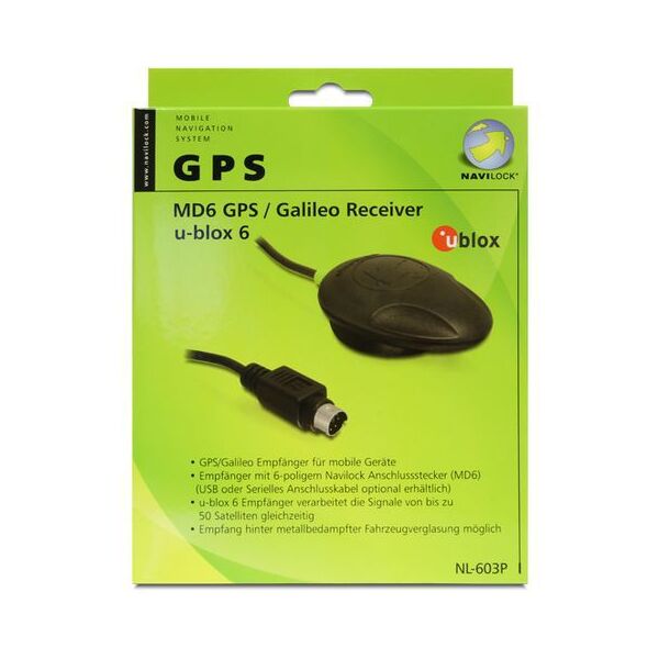 Moduł GPS Navilock NL-603P serial MD6 U-Blox 6 GPS 1.5m czarny (61841)