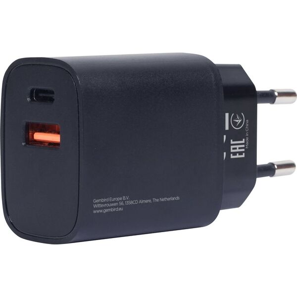 Ładowarka Gembird 1x USB-A 1x USB-C 3 A (TA-UQC3-03)