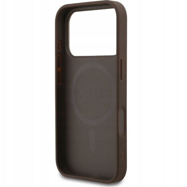 GUESS futerał do IPHONE 17 Pro kompatybilny z MagSafe GUHMP17LG4GFRW (PU 4G Ring Classic Logo) brązowy