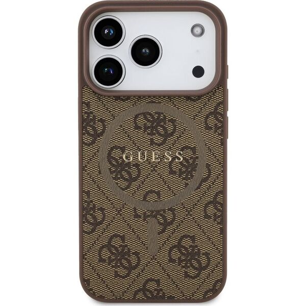 GUESS futerał do IPHONE 17 Pro kompatybilny z MagSafe GUHMP17LG4GFRW (PU 4G Ring Classic Logo) brązowy