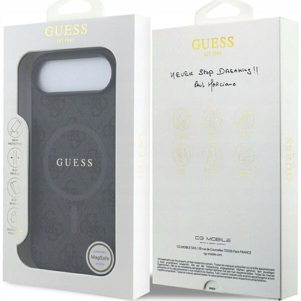 GUESS futerał do IPHONE 17 Air kompatybilny z MagSafe GUHMP17MG4GFRK (PU 4G Ring Classic Logo) czarny