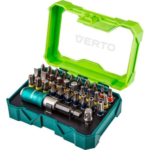 Verto zestaw bitów 32 sztuk, 25 mm 4xPH, 4xPZ, 4xSL, 4xHEX, 7xTX, 7xTT + uchwyt magnetyczny (66H620)