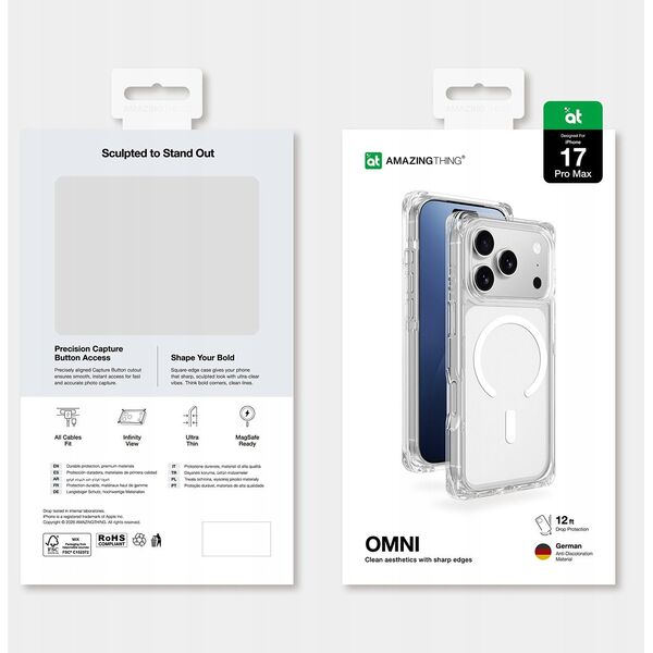Etui AMAZINGTHING Omni na iPhone 17 Pro Max kompatybilne z MagSafe - przezroczyste
