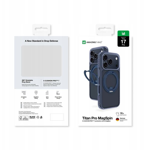 Etui AMAZINGTHING Titan Pro MagSpin na iPhone 17 Pro kompatybilne z MagSafe - niebieskie