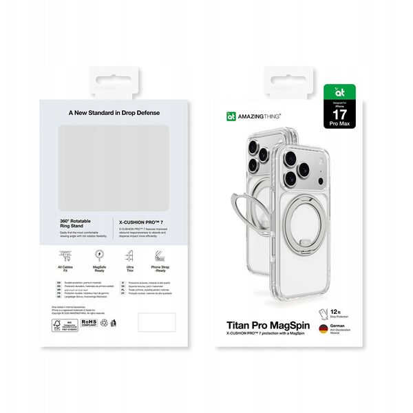 Etui AMAZINGTHING Titan Pro MagSpin na iPhone 17 Pro Max kompatybilne z MagSafe - szare