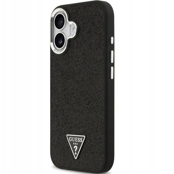 Etui Guess Glitter Triangle Logo MagSafe do iPhone 17 - czarne