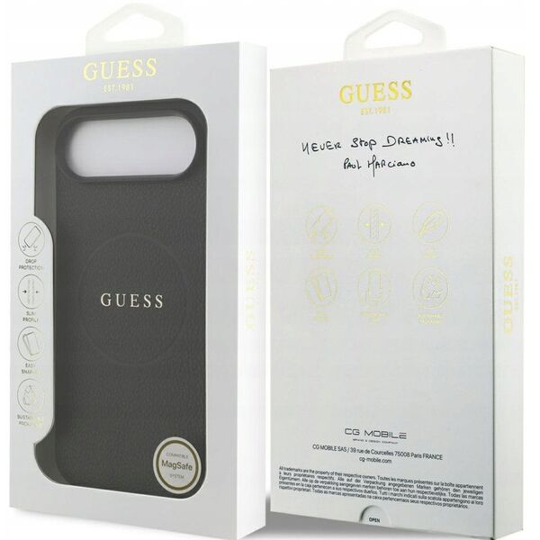 Etui Guess Grained Ring MagSafe do iPhone 17 Air - czarne