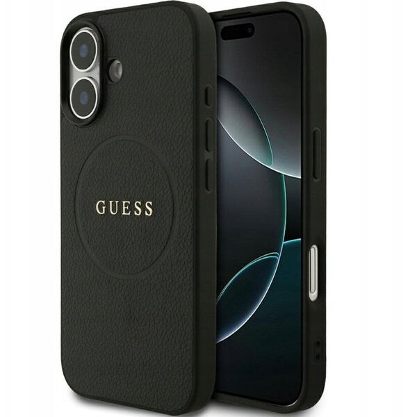 Etui Guess Grained Ring MagSafe do iPhone 17 - czarne