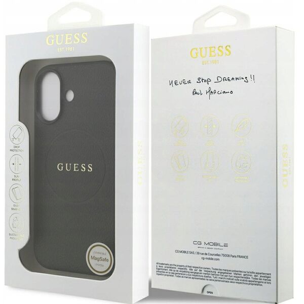 Etui Guess Grained Ring MagSafe do iPhone 17 - czarne