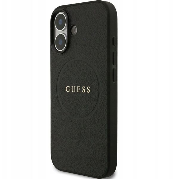Etui Guess Grained Ring MagSafe do iPhone 17 - czarne