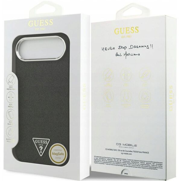 Etui Guess Glitter Triangle Logo MagSafe do iPhone 17 Air - czarne