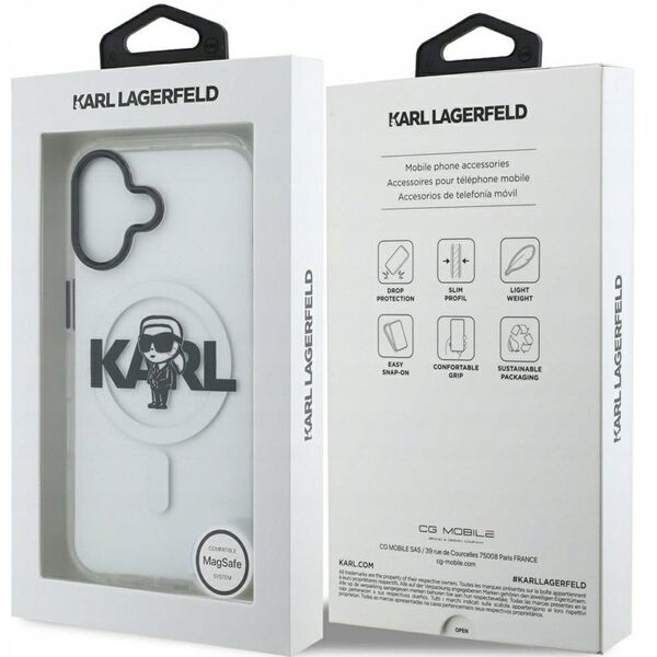 Etui Karl Lagerfeld IML Karl Sketch Logo MagSafe do iPhone 17 - przezroczyste