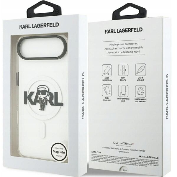 Etui Karl Lagerfeld IML Karl Sketch Logo MagSafe do iPhone 17 Air - przezroczyste