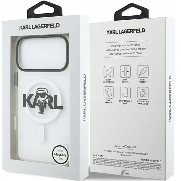 Etui Karl Lagerfeld IML Karl Sketch Logo MagSafe do iPhone 17 Pro Max - przezroczyste