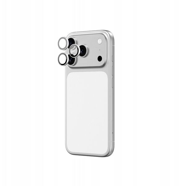Szkło na aparat AMAZINGTHING Lens Glass na iPhone 17 Pro / Pro Max ze srebrną ramką aluminiową