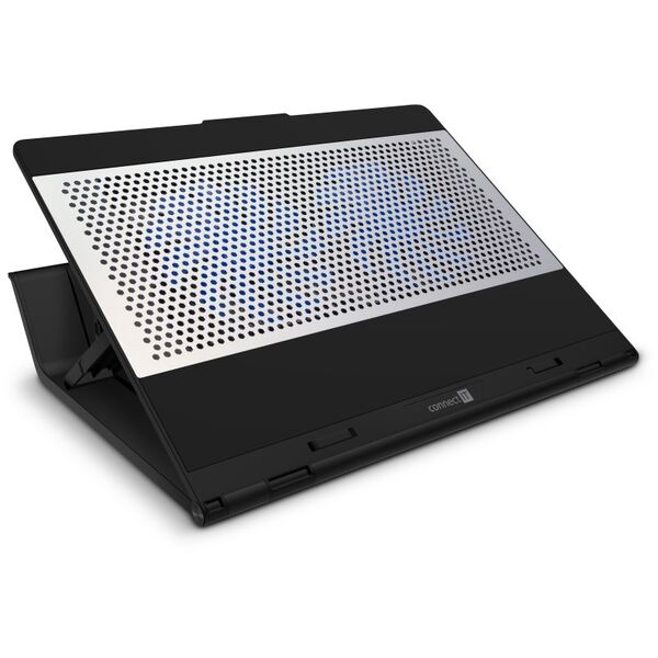 CONNECT IT FrostBlast chladící podložka pod notebook s modrým podsvícením, ČERNÁ