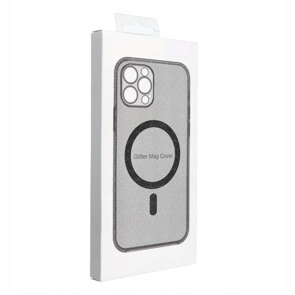 Θήκη CLEAR MAG COVER με προστασία κάμερας συμβατή με MagSafe για IPHONE 15 Pro black glitter