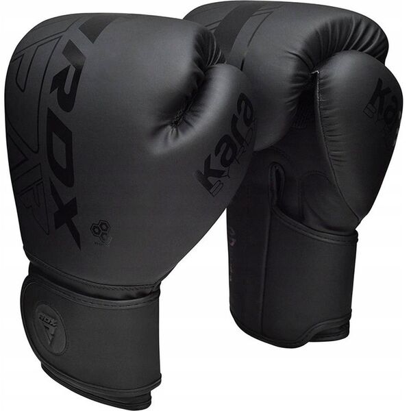 RDX Treniruočių bokso pirštinės - KARA F6 - 16oz - Juodos - BGR-F6MB-16OZ