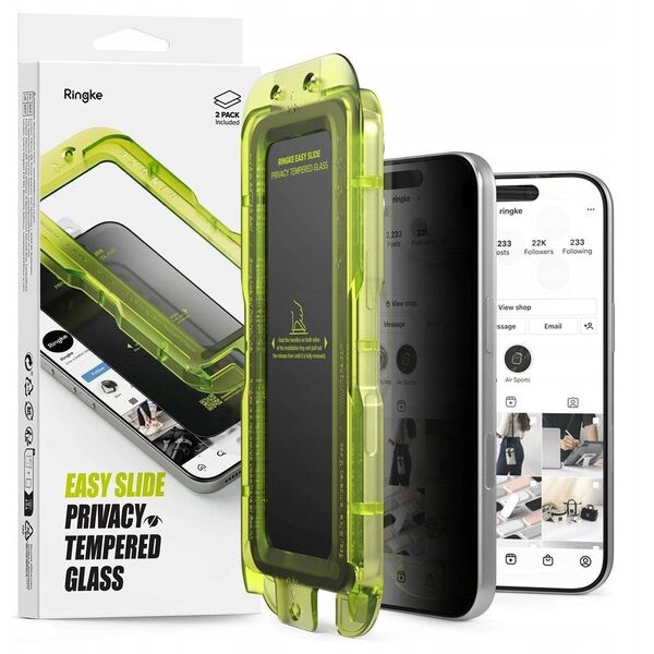 Szkło prywatyzujące Ringke Easy Slide do Apple iPhone 17 Pro Privacy [2 PACK]