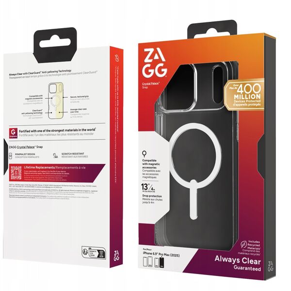 ZAGG Crystal Palace Snap - etui do iPhone 17 Pro Max kompatybilne z MagSafe (clear)