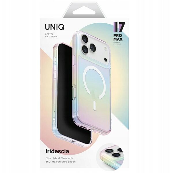 UNIQ Iridescia case for iPhone 17 Pro Max Magclick Charging holo quartz