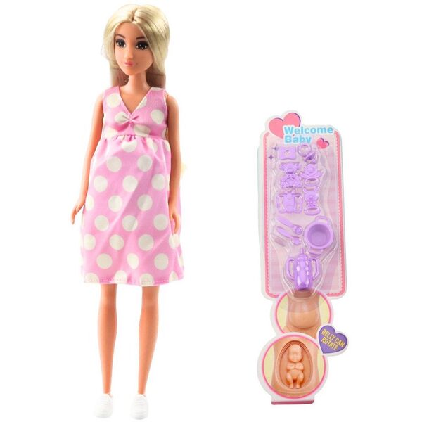 Lalka Anlily W Ciąży Sukienka W Kropki Akcesoria Dziecko LEAN Toys