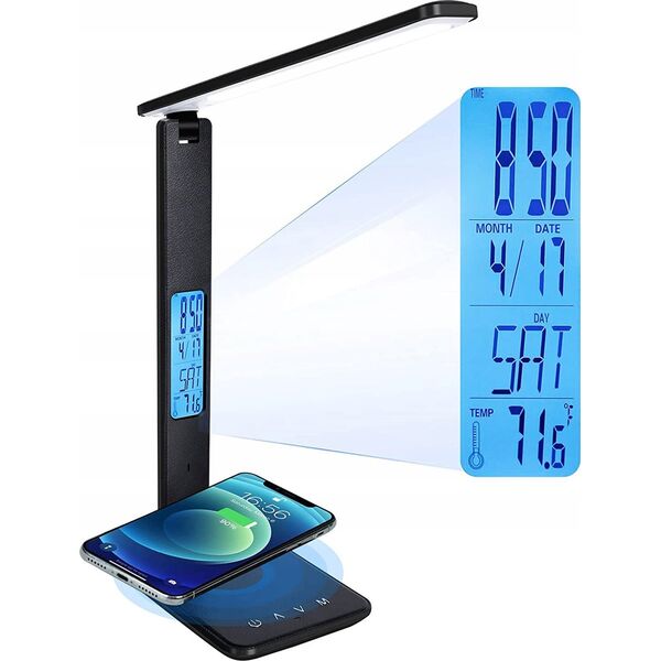 Lampka biurkowa Gotel K711N LAMPKA LED BIURKO ZEGAR TERMOMETR