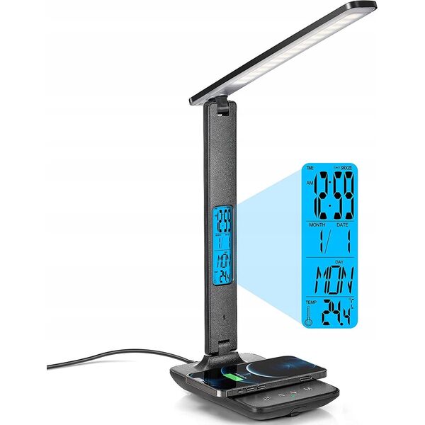Lampka biurkowa Gotel K711N LAMPKA LED BIURKO ZEGAR TERMOMETR