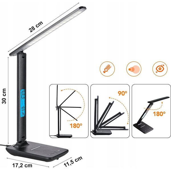 Lampka biurkowa Gotel K711N LAMPKA LED BIURKO ZEGAR TERMOMETR