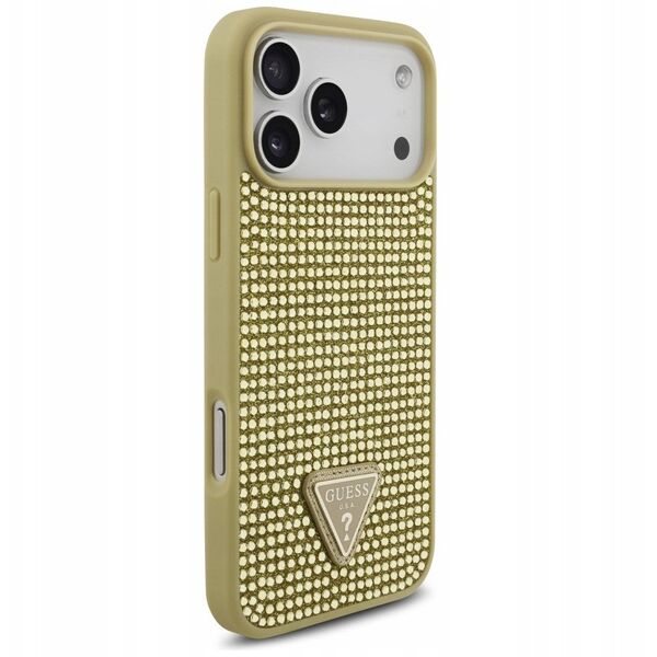 Etui Guess Rhinestone Triangle Logo do iPhone 17 Pro Max złoty