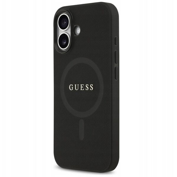 Etui Guess Saffiano Classic Logo MagSafe do iPhone 17 czarny