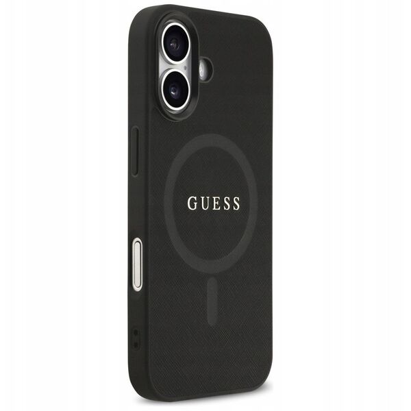 Etui Guess Saffiano Classic Logo MagSafe do iPhone 17 czarny