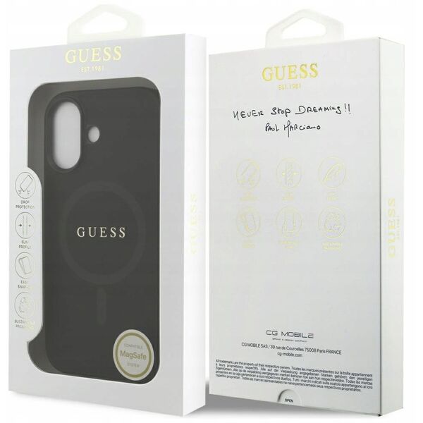 Etui Guess Saffiano Classic Logo MagSafe do iPhone 17 czarny