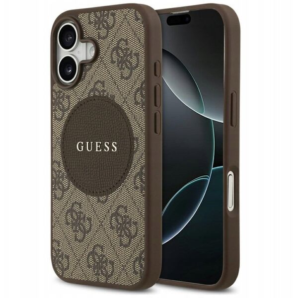 Etui Guess 4G Circle Classic Logo MagSafe do iPhone 17 brązowy