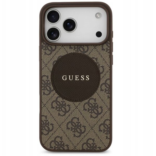 Etui Guess 4G Circle Classic Logo MagSafe do iPhone 17 Pro Max brązowy
