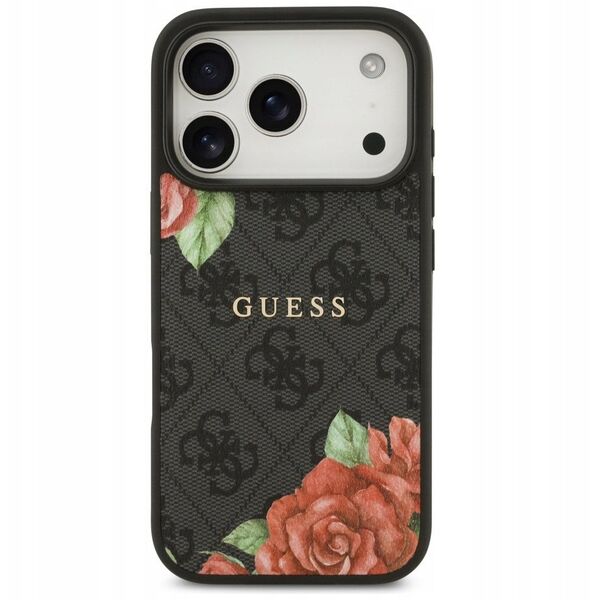 Etui Guess 4G Flowers Print MagSafe do iPhone 17 Pro Max czarny