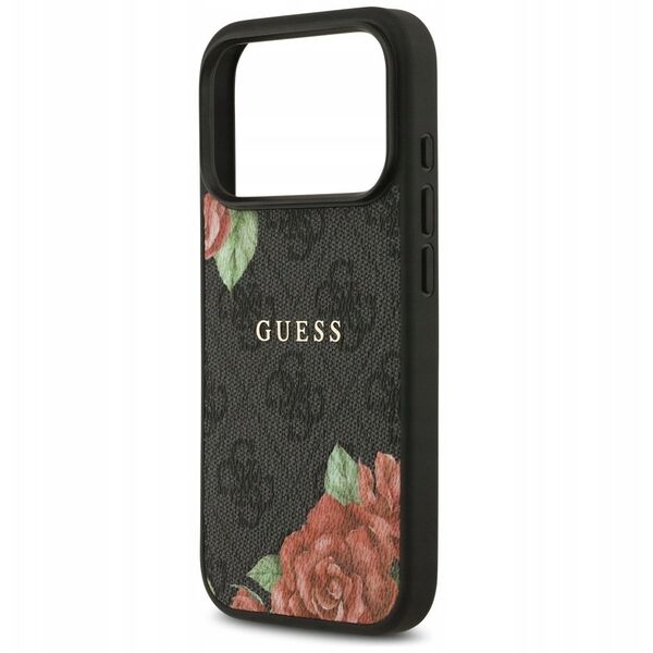 Etui Guess 4G Flowers Print MagSafe do iPhone 17 Pro Max czarny