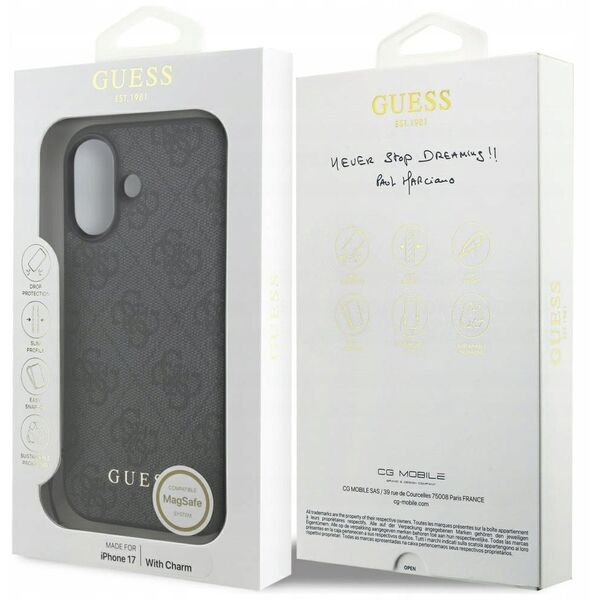 Etui Guess 4G Charms Collection MagSafe do iPhone 17 czarny