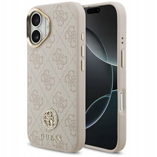 Etui Guess 4G Strass Logo MagSafe do iPhone 17 różowy