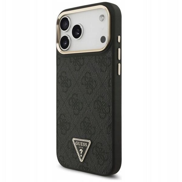 Etui Guess 4G Triangle Logo MagSafe do iPhone 17 Pro Max czarny złoty