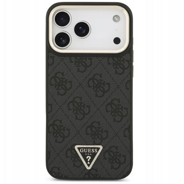 Etui Guess 4G Triangle Logo MagSafe do iPhone 17 Pro Max czarny złoty