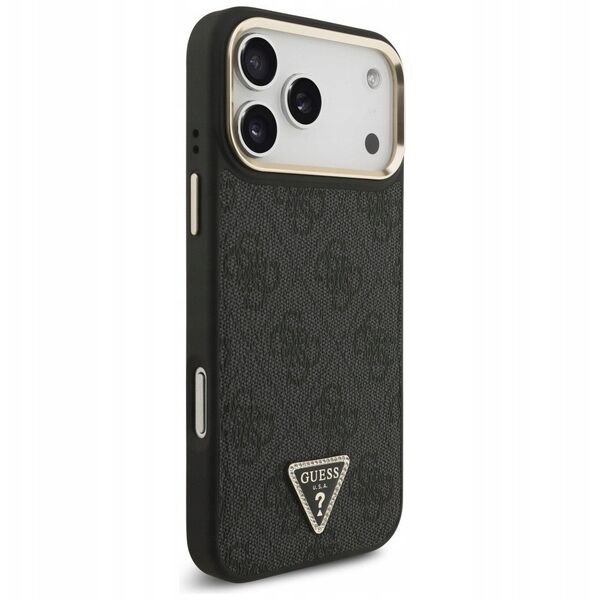 Etui Guess 4G Triangle Logo MagSafe do iPhone 17 Pro Max czarny złoty