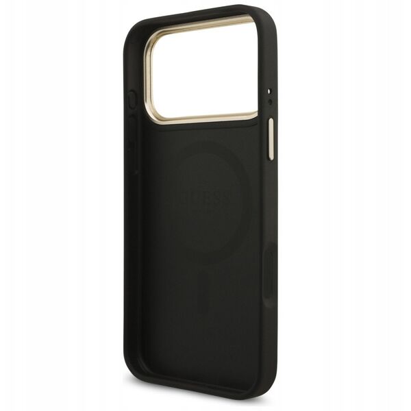 Etui Guess 4G Triangle Logo MagSafe do iPhone 17 Pro Max czarny złoty
