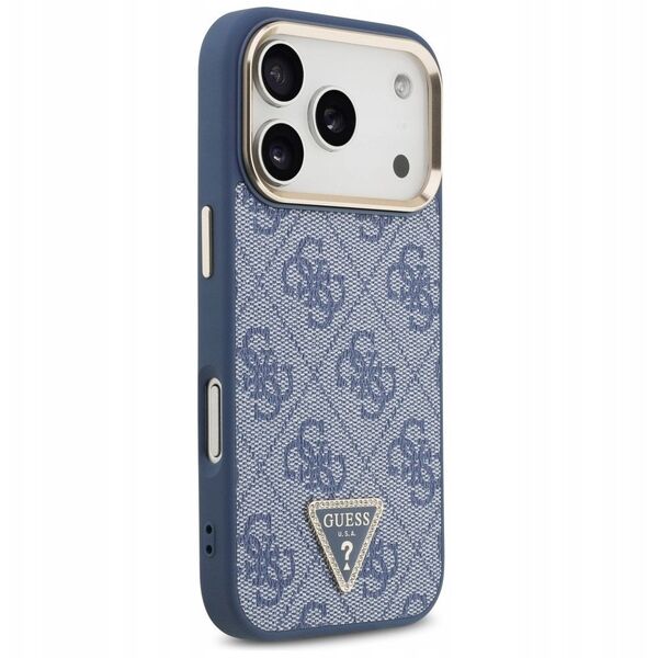 Etui Guess 4G Triangle Logo MagSafe do iPhone 17 Pro niebieski złoty